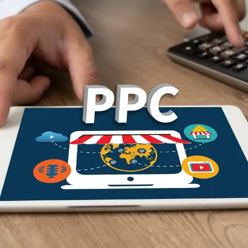 Tablet displaying PPC campaign analytics, representing pay-per-click advertising services for Rock Hill, SC companies.
