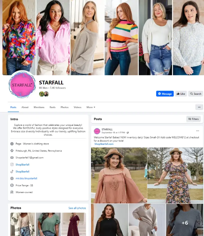 Instagram profile for a national e-commerce retailer boutique, representing social media marketing and audience engagement services.