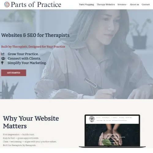 Custom therapy website design for Parts of Practice, a Rock Hill SC business
