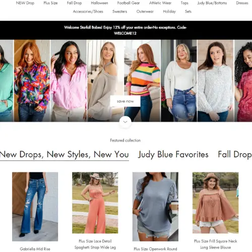 Shopify e-commerce website design showing clothing products for a national retail brand
